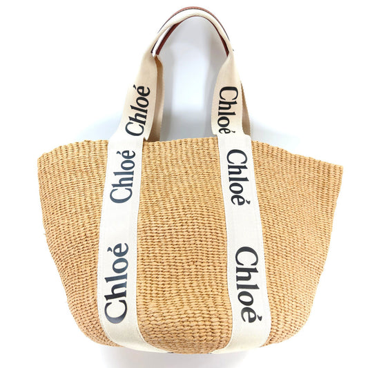 Chloe クロエ ウッディ ラージバスケットバッグ かごバッグ トートバッグ ベージュ 管理番号：10137