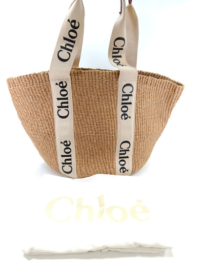 Chloe クロエ ウッディ ラージバスケットバッグ かごバッグ トートバッグ ベージュ 管理番号：10137