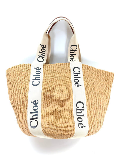 Chloe クロエ ウッディ ラージバスケットバッグ かごバッグ トートバッグ ベージュ 管理番号：10137