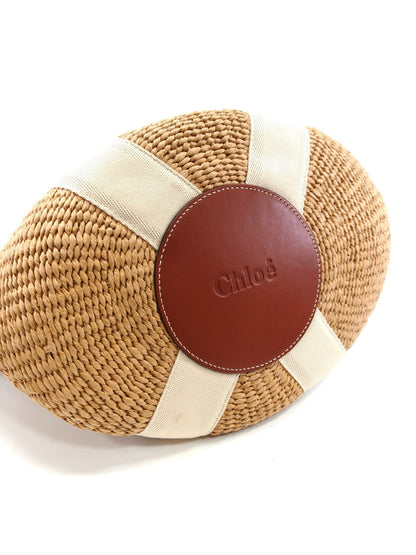Chloe クロエ ウッディ ラージバスケットバッグ かごバッグ トートバッグ ベージュ 管理番号：10137