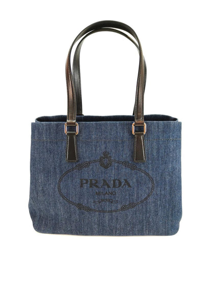 Prada 牛仔布 Logo 手提包丝网印刷蓝色 x Nero 参考编号：10269