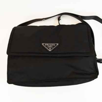 PRADA Tessuto 尼龙和皮革单肩包 1BD313 黑色 控制编号：10310