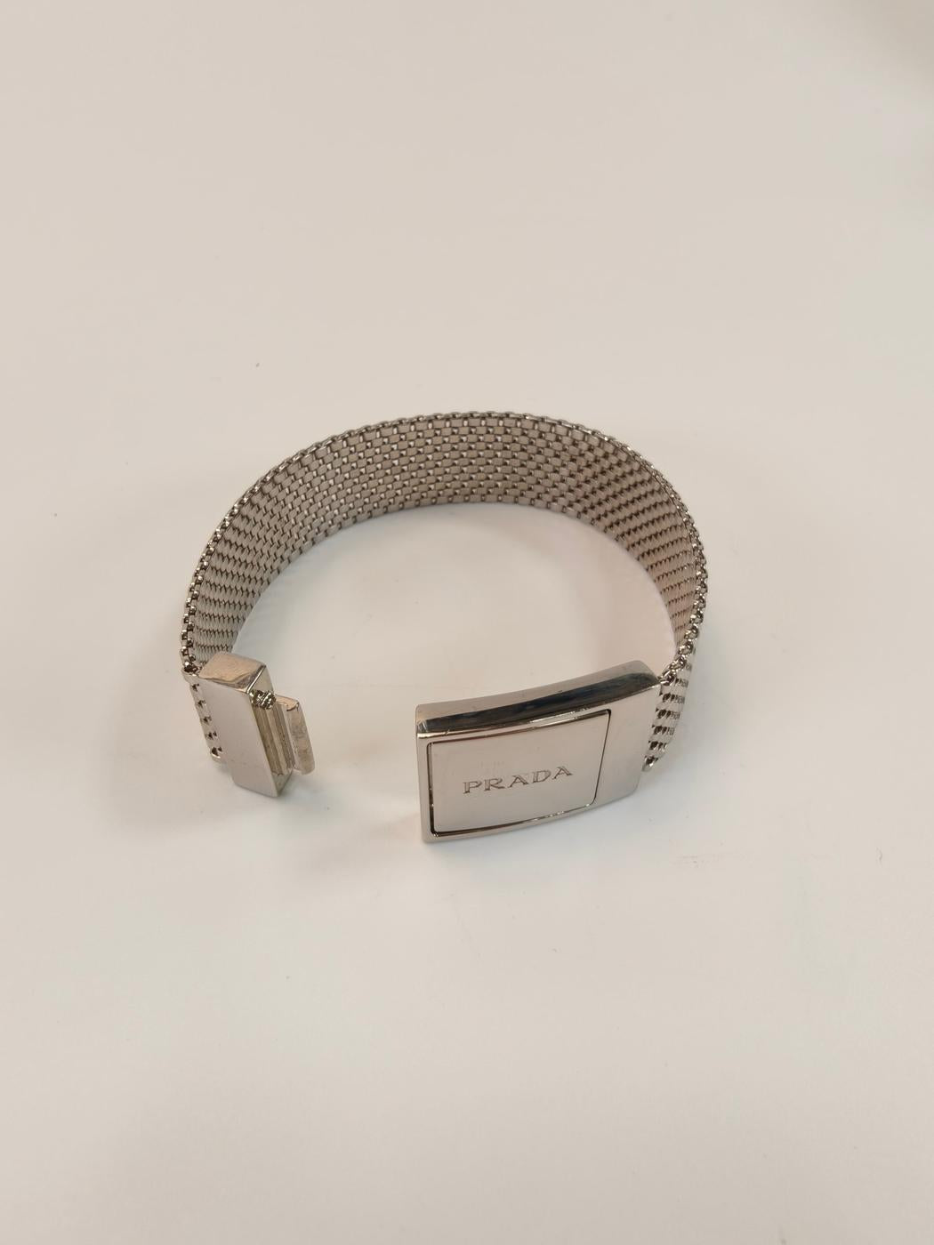 PRADA プラダ メッシュ ブレスレット シルバー 管理番号：10347