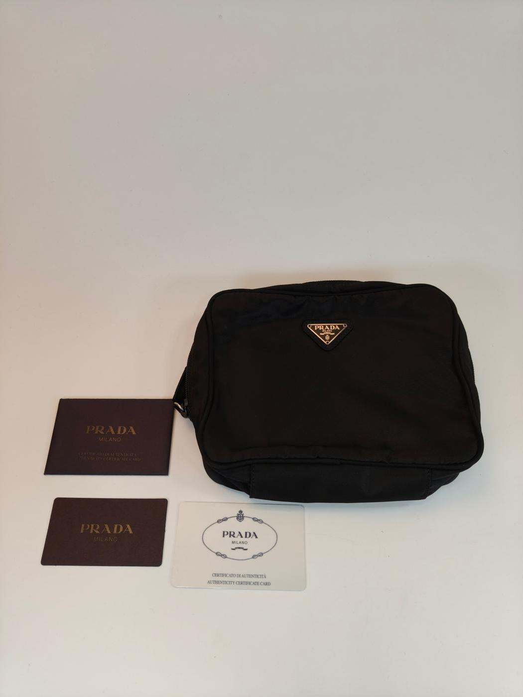 PRADA Nylon Pouch, Cosmetic Pouch, Travel Pouch, Black, Product number: 10766