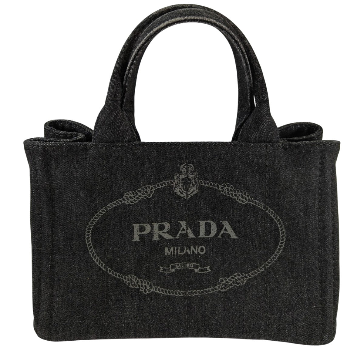 PRADA 普拉达 Canapa 2WAY 托特包 单肩包 牛仔布 黑色 管理编号：10893