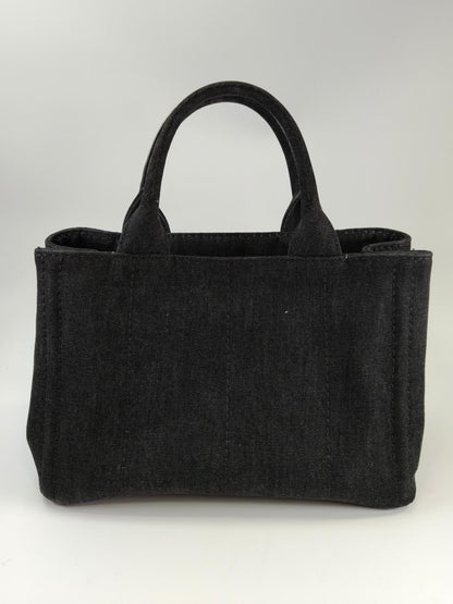 PRADA 普拉达 Canapa 2WAY 托特包 单肩包 牛仔布 黑色 管理编号：10893