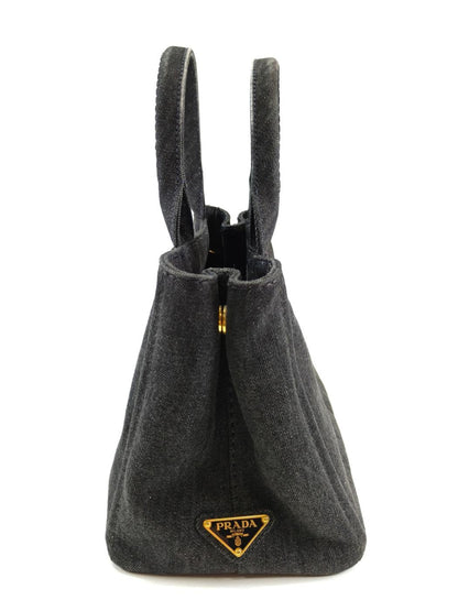 PRADA 普拉达 Canapa 2WAY 托特包 单肩包 牛仔布 黑色 管理编号：10893