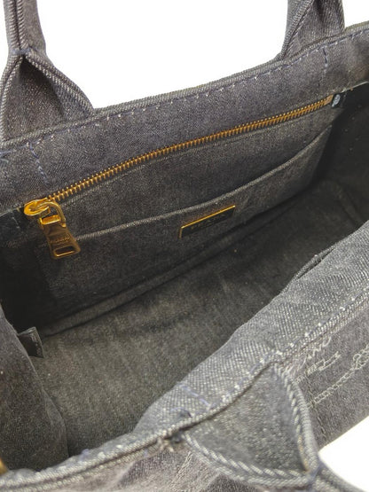 PRADA 普拉达 Canapa 2WAY 托特包 单肩包 牛仔布 黑色 管理编号：10893