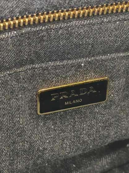 PRADA 普拉达 Canapa 2WAY 托特包 单肩包 牛仔布 黑色 管理编号：10893