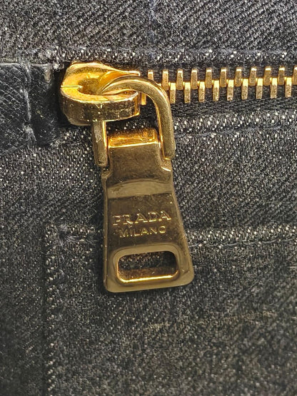PRADA 普拉达 Canapa 2WAY 托特包 单肩包 牛仔布 黑色 管理编号：10893