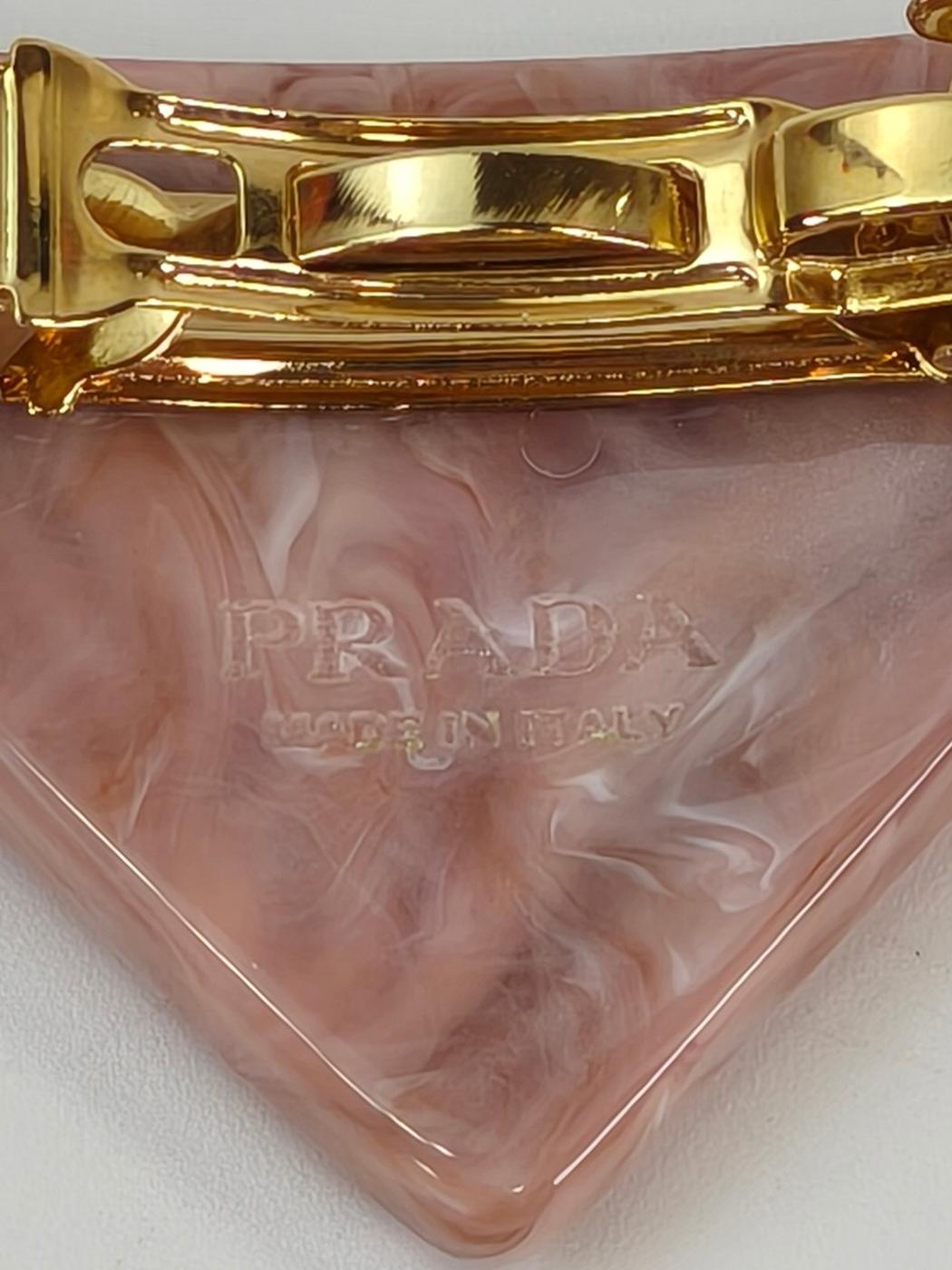 PRADA Triangle Barrette Hair Accessory Pink Item Number: 10897