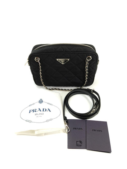 PRADA 普拉达 TESSUTO IMPUNTU 绗缝单肩包 手提包 2用 黑色 管理编号：10983