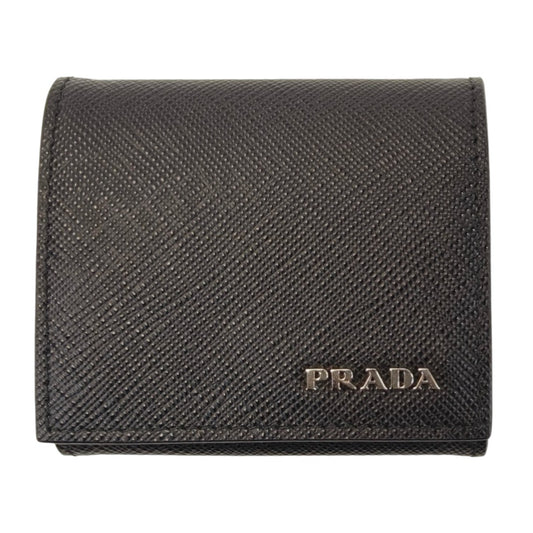 PRADA Saffiano Leather Coin Purse Black Control Number: 10987