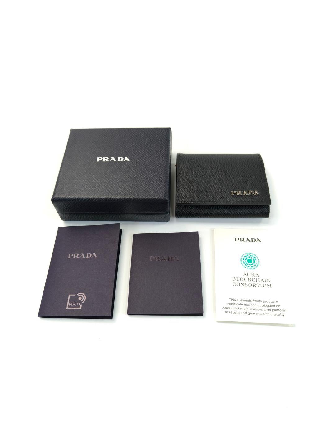 PRADA 普拉达 Saffiano皮革 零钱包 黑色 管理编号：10987