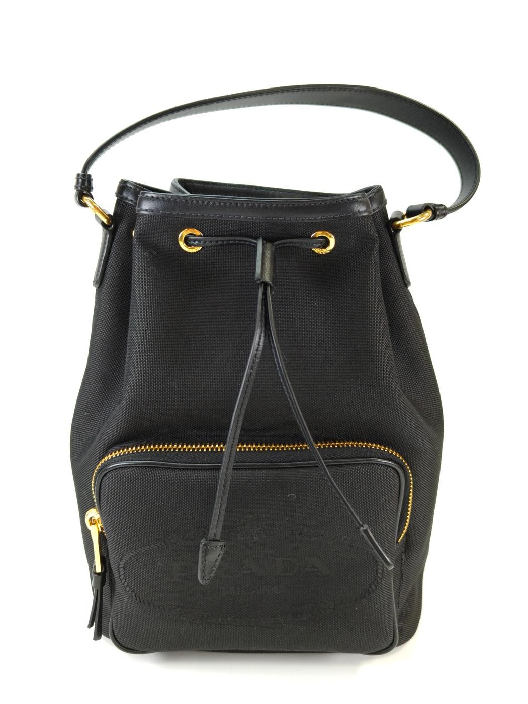 PRADA 2WAY Shoulder Bag Handbag Drawstring Black Item Number: 10997