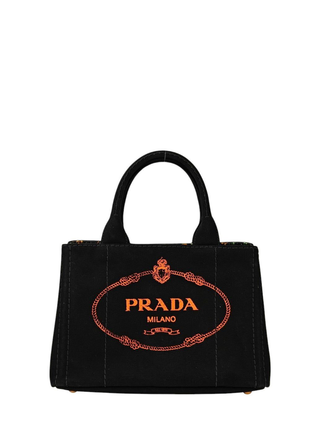 PRADA プラダ カナパ トートバッグ ブラック×オレンジ 管理番号：11391