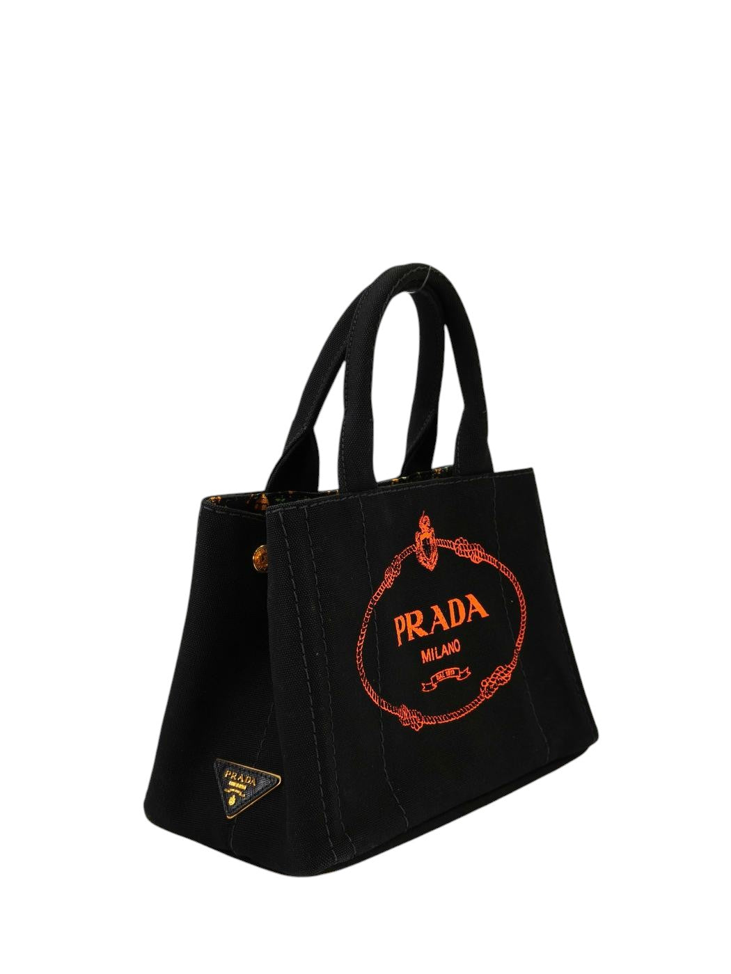 PRADA プラダ カナパ トートバッグ ブラック×オレンジ 管理番号：11391