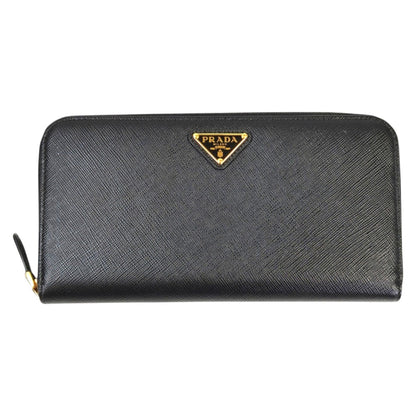 PRADA プラダ サフィアーノ 三角ロゴ 長財布 ブラック 管理番号：11529