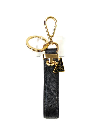 PRADA プラダ 三角ロゴチャーム付き サフィアーノ キーホルダー ブラック 管理番号：11530