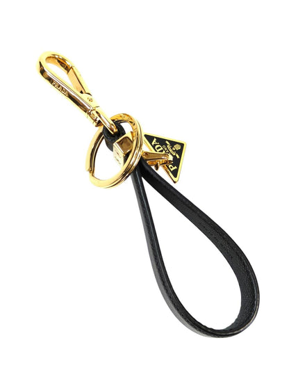PRADA プラダ 三角ロゴチャーム付き サフィアーノ キーホルダー ブラック 管理番号：11530