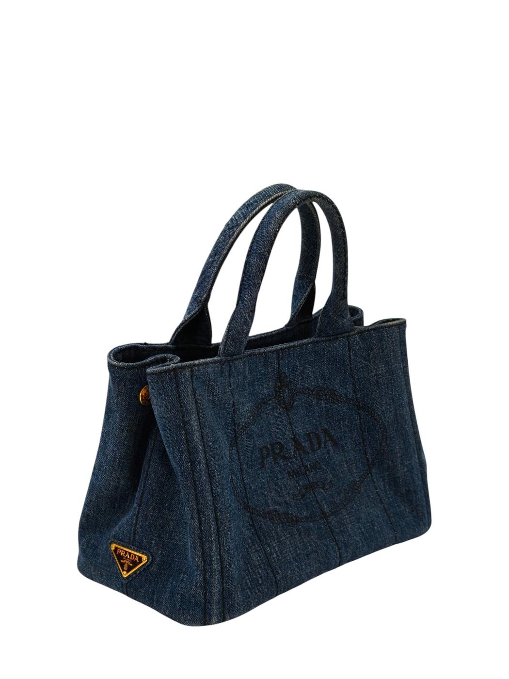 PRADA プラダ カナパ デニム 2WAY トートバッグ ネイビー 管理番号：11542