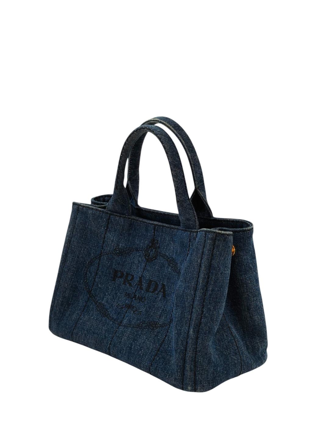 PRADA プラダ カナパ デニム 2WAY トートバッグ ネイビー 管理番号：11542