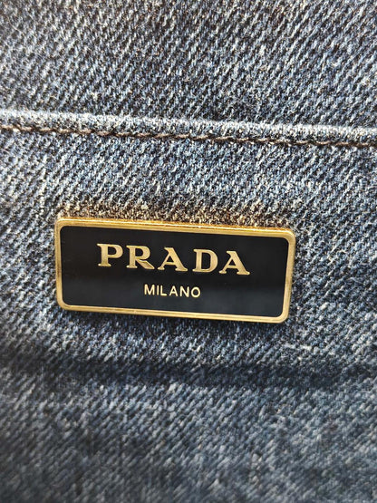 PRADA プラダ カナパ デニム 2WAY トートバッグ ネイビー 管理番号：11542