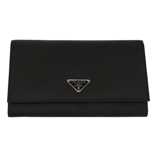 PRADA プラダ 三角ロゴ付き 二つ折り長財布 ブラック 管理番号：11546