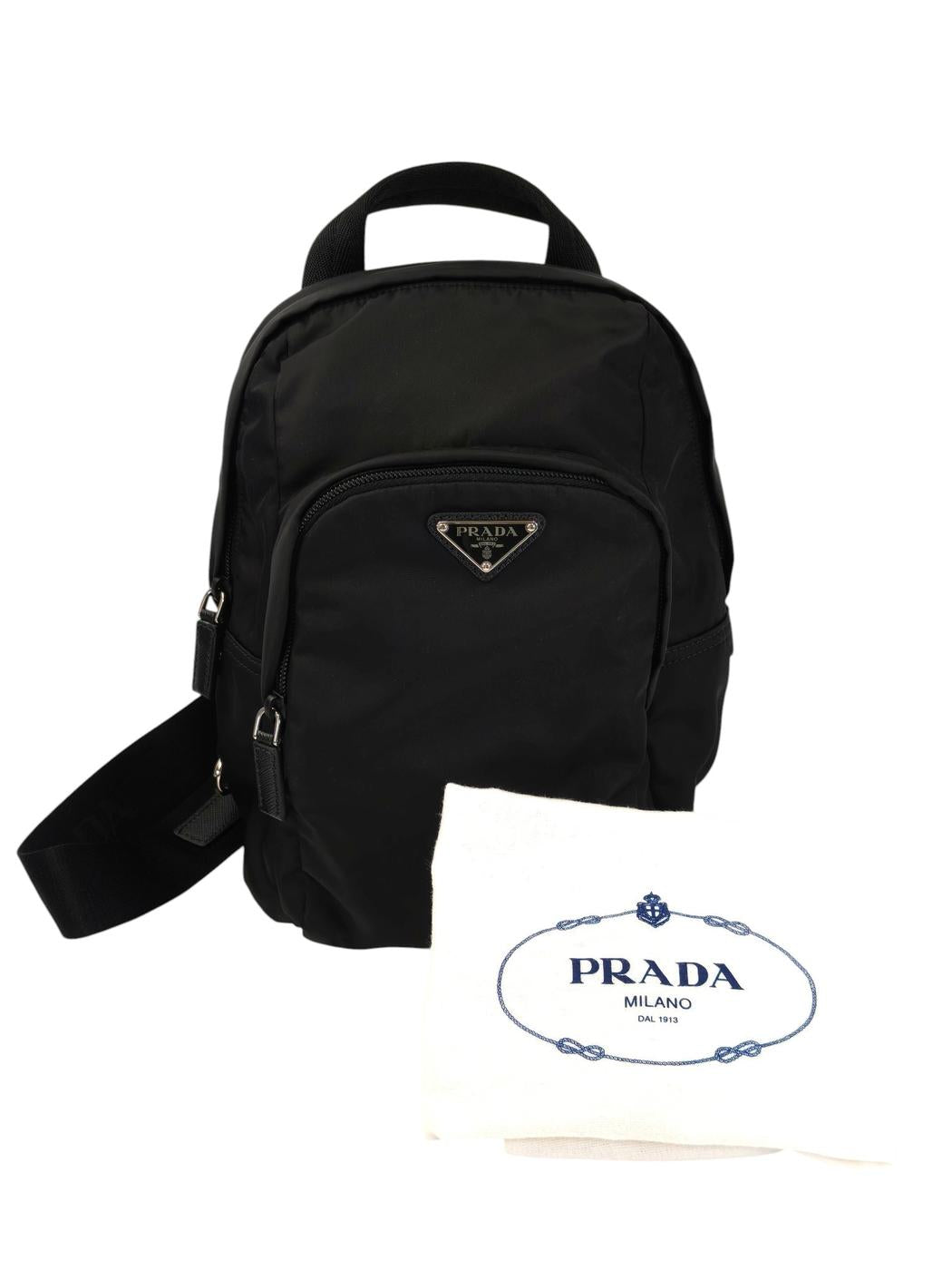 PRADA プラダ 三角ロゴ付き ナイロン ボディーバッグ バックパック ブラック　 管理番号：11548
