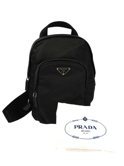 PRADA プラダ 三角ロゴ付き ナイロン ボディーバッグ バックパック ブラック　 管理番号：11548