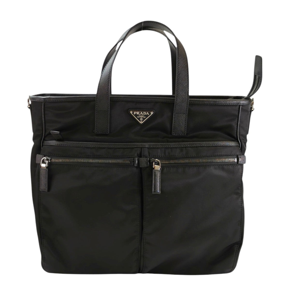PRADA プラダ ナイロン 三角ロゴ付き 2WAY トートバッグ ブラック 管理番号：11657