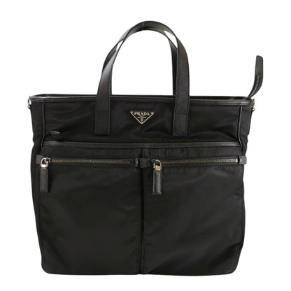 PRADA プラダ ナイロン 三角ロゴ付き 2WAY トートバッグ ブラック 管理番号：11657