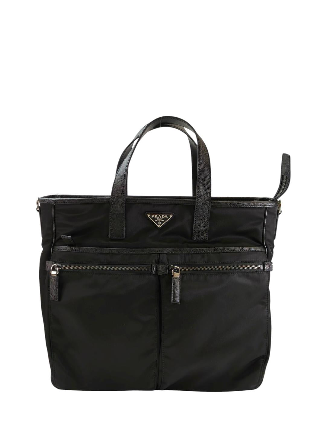 PRADA プラダ ナイロン 三角ロゴ付き 2WAY トートバッグ ブラック 管理番号：11657
