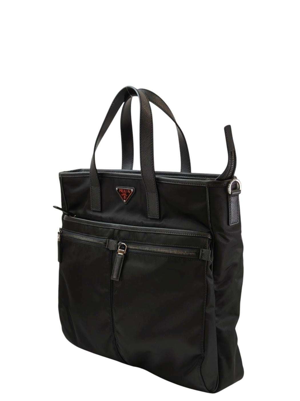 PRADA プラダ ナイロン 三角ロゴ付き 2WAY トートバッグ ブラック 管理番号：11657