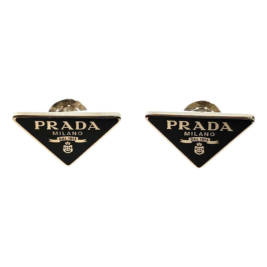 PRADA 普拉达 三角徽标耳环 黑色x银色 型号：11687