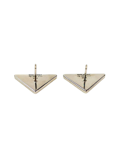 PRADA プラダ トライアングルロゴ ピアス ブラック×シルバー 管理番号：11687