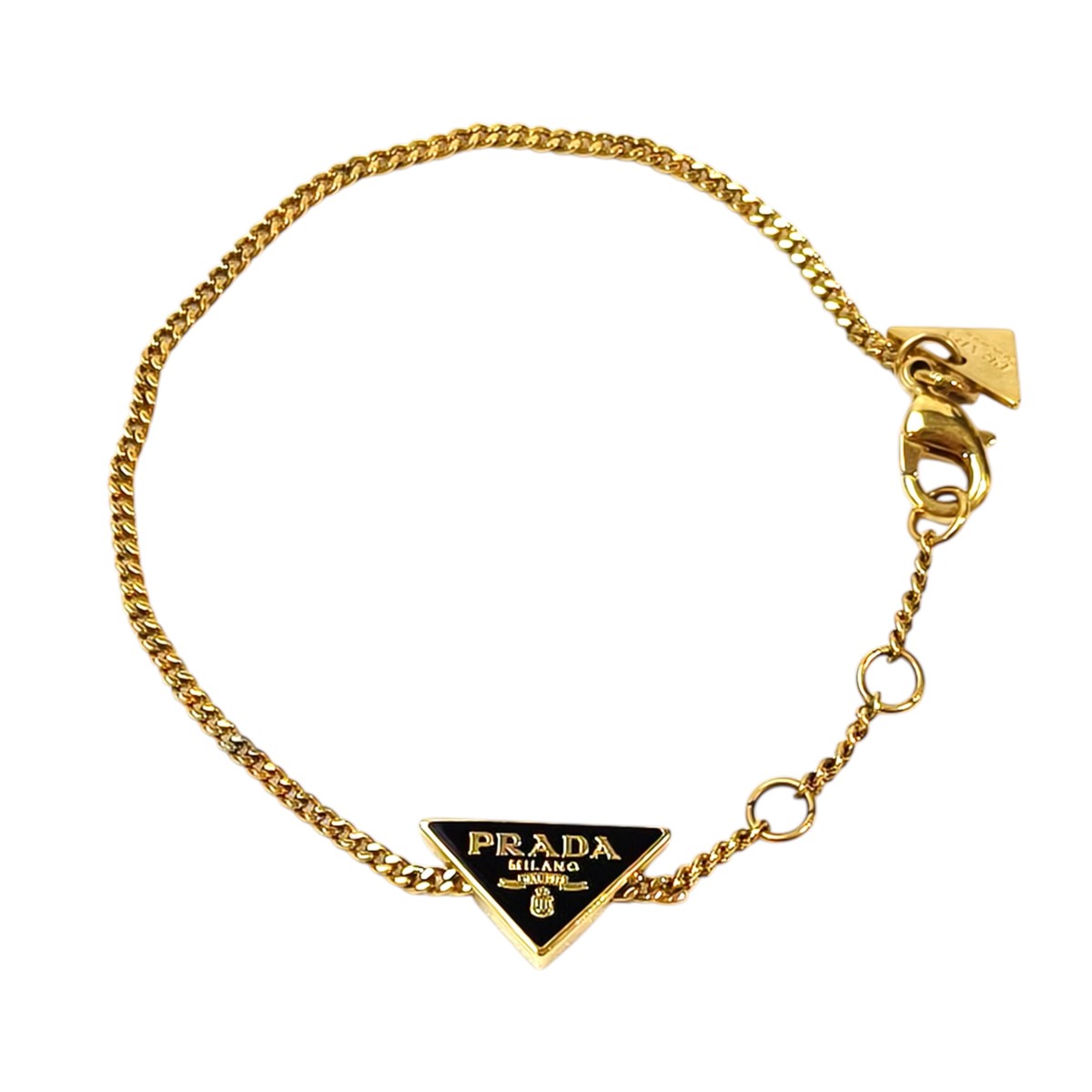 PRADA プラダ 三角ロゴ ブレスレット ブラック×ゴールド 管理番号：11706