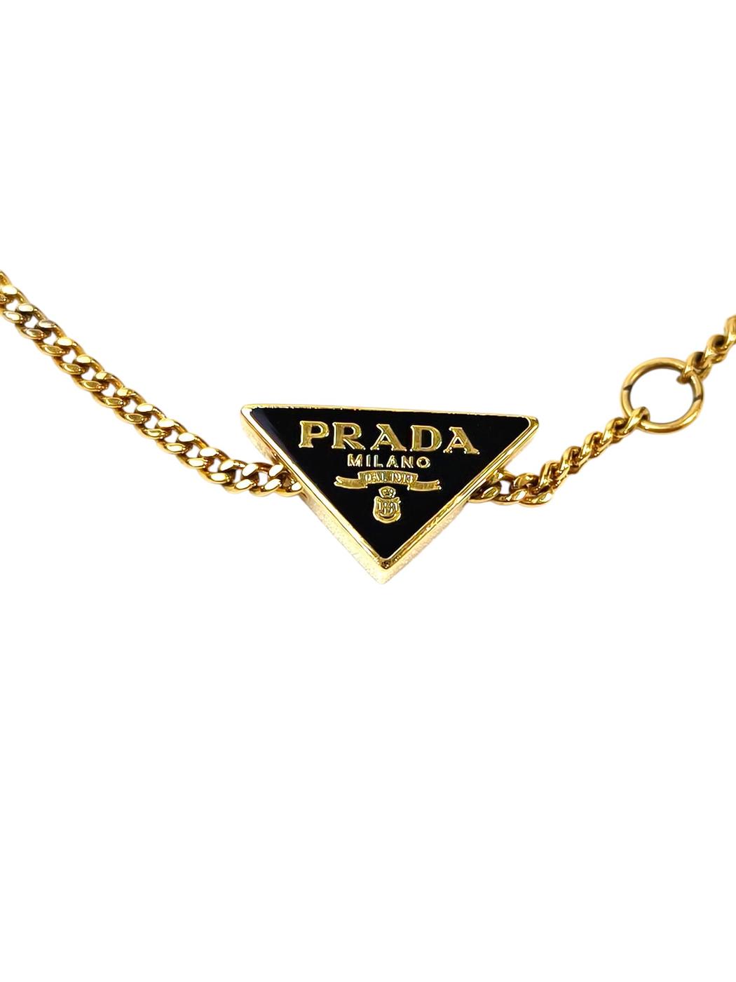 PRADA プラダ 三角ロゴ ブレスレット ブラック×ゴールド 管理番号：11706