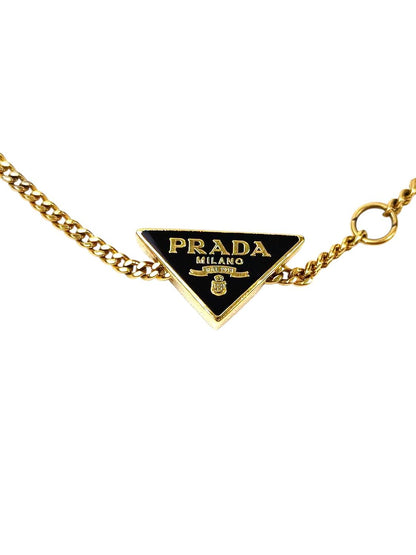 PRADA プラダ 三角ロゴ ブレスレット ブラック×ゴールド 管理番号：11706