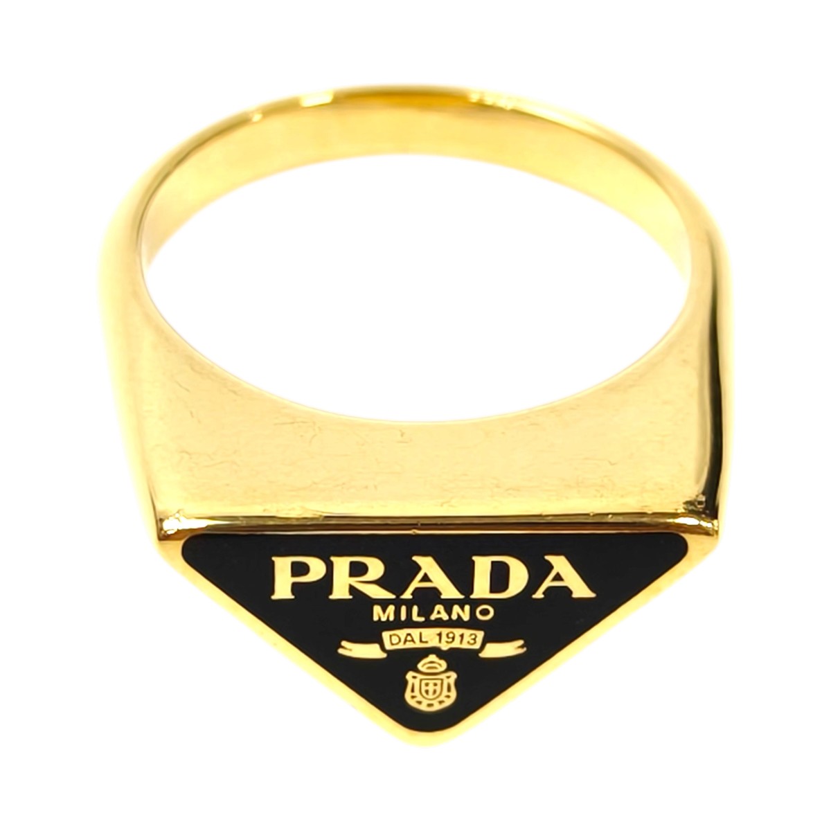 PRADA Triangle Logo #11 Ring Black x Gold Control number: 11707