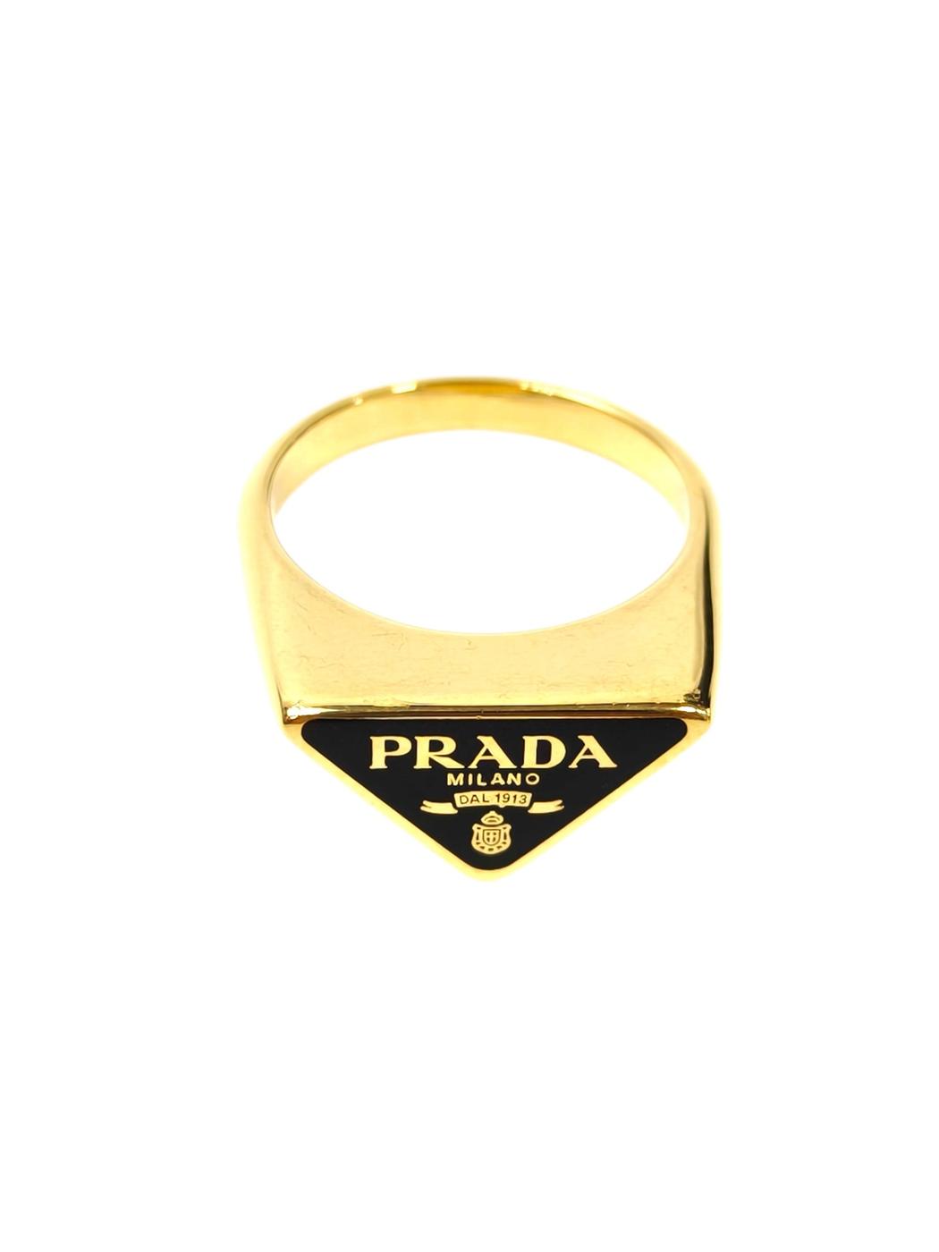 PRADA Triangle Logo #11 Ring Black x Gold Control number: 11707