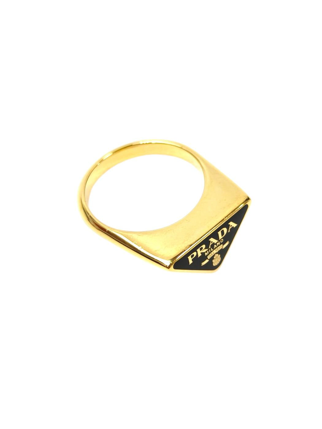 PRADA Triangle Logo #11 Ring Black x Gold Control number: 11707