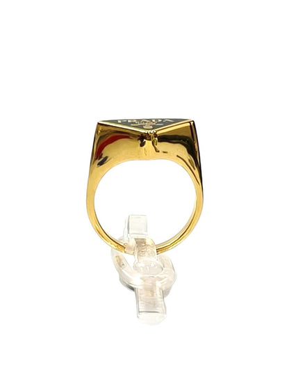 PRADA Triangle Logo #11 Ring Black x Gold Control number: 11707