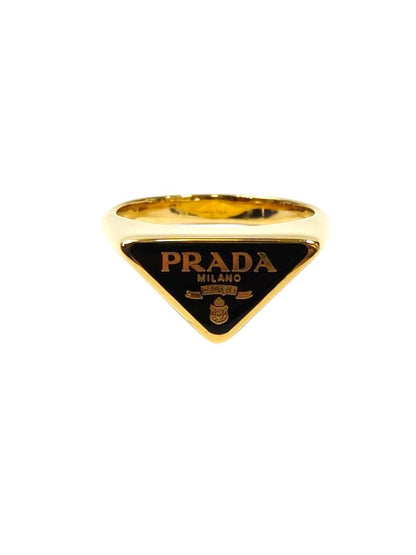 PRADA Triangle Logo #11 Ring Black x Gold Control number: 11707