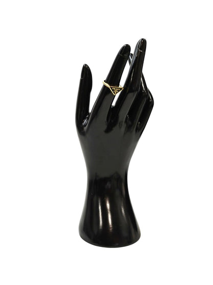 PRADA Triangle Logo #11 Ring Black x Gold Control number: 11707