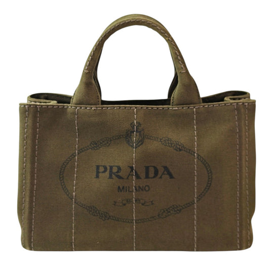 PRADA プラダ カナパトート ミニ トートバッグ 緑 キャンバス 管理番号：11746