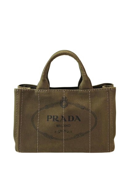 PRADA プラダ カナパトート ミニ トートバッグ 緑 キャンバス 管理番号：11746