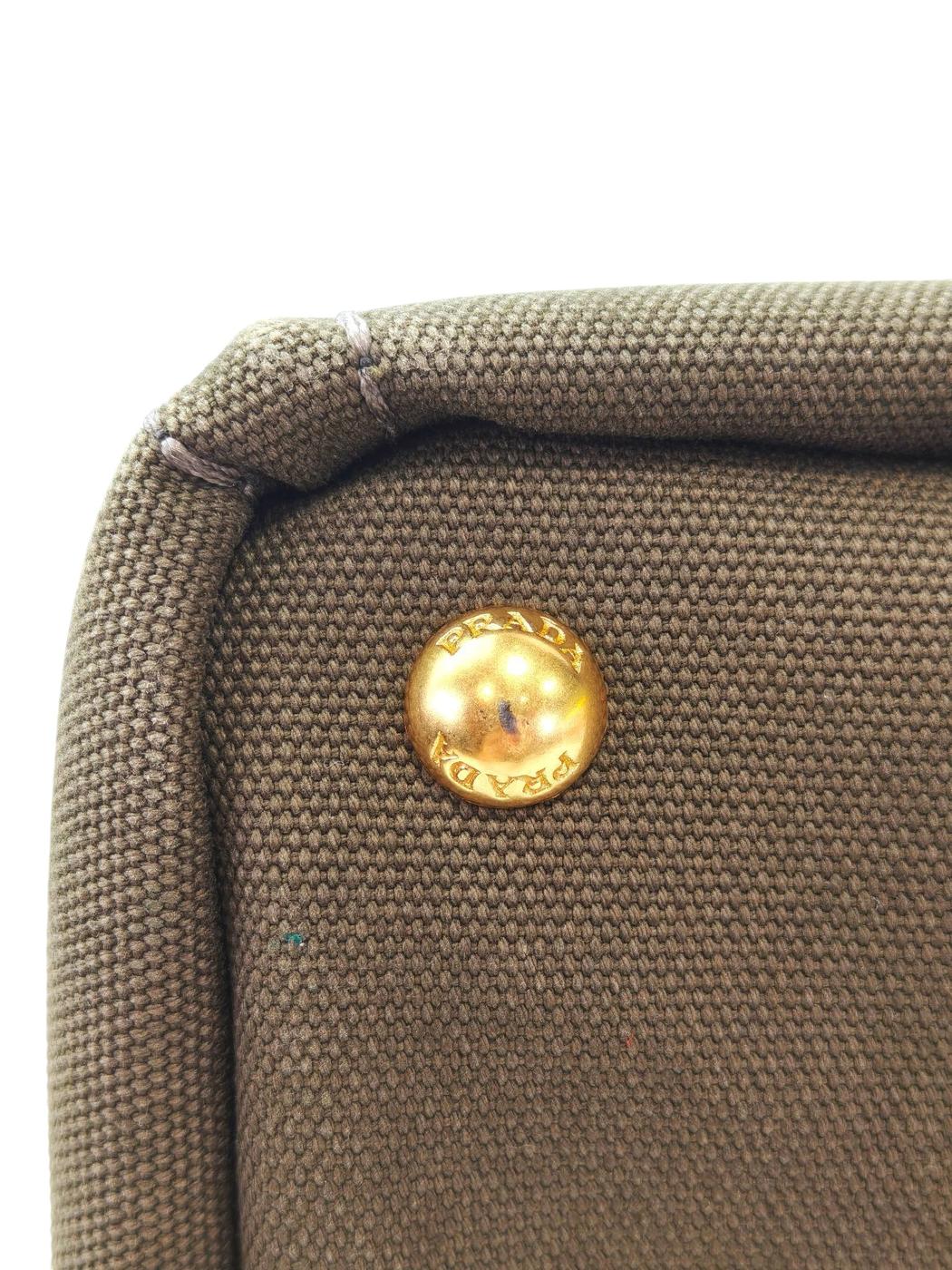 PRADA プラダ カナパトート ミニ トートバッグ 緑 キャンバス 管理番号：11746