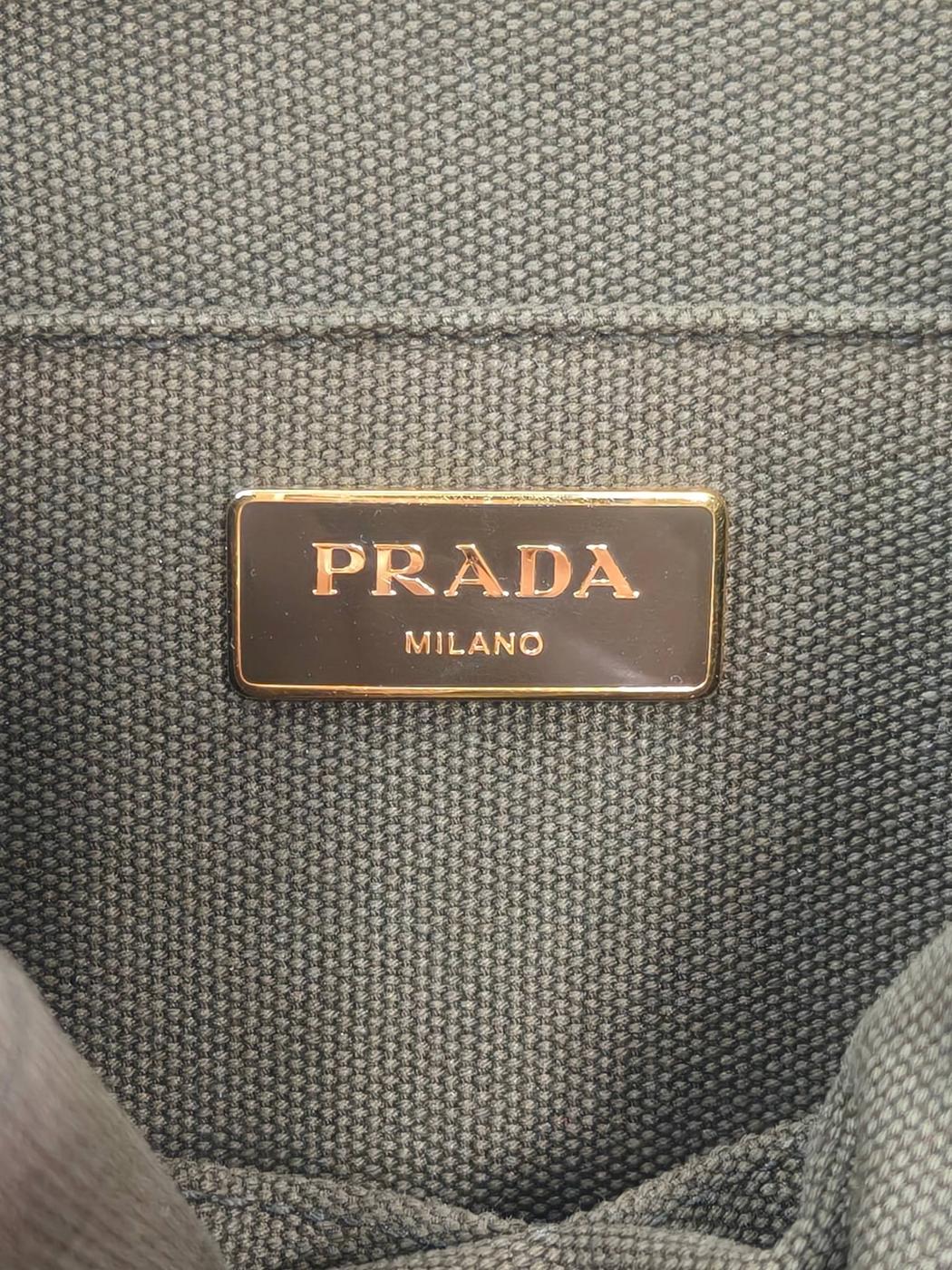 PRADA プラダ カナパトート ミニ トートバッグ 緑 キャンバス 管理番号：11746