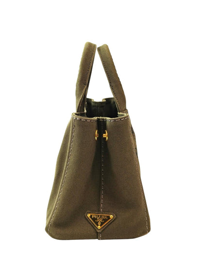 PRADA プラダ カナパトート ミニ トートバッグ 緑 キャンバス 管理番号：11746